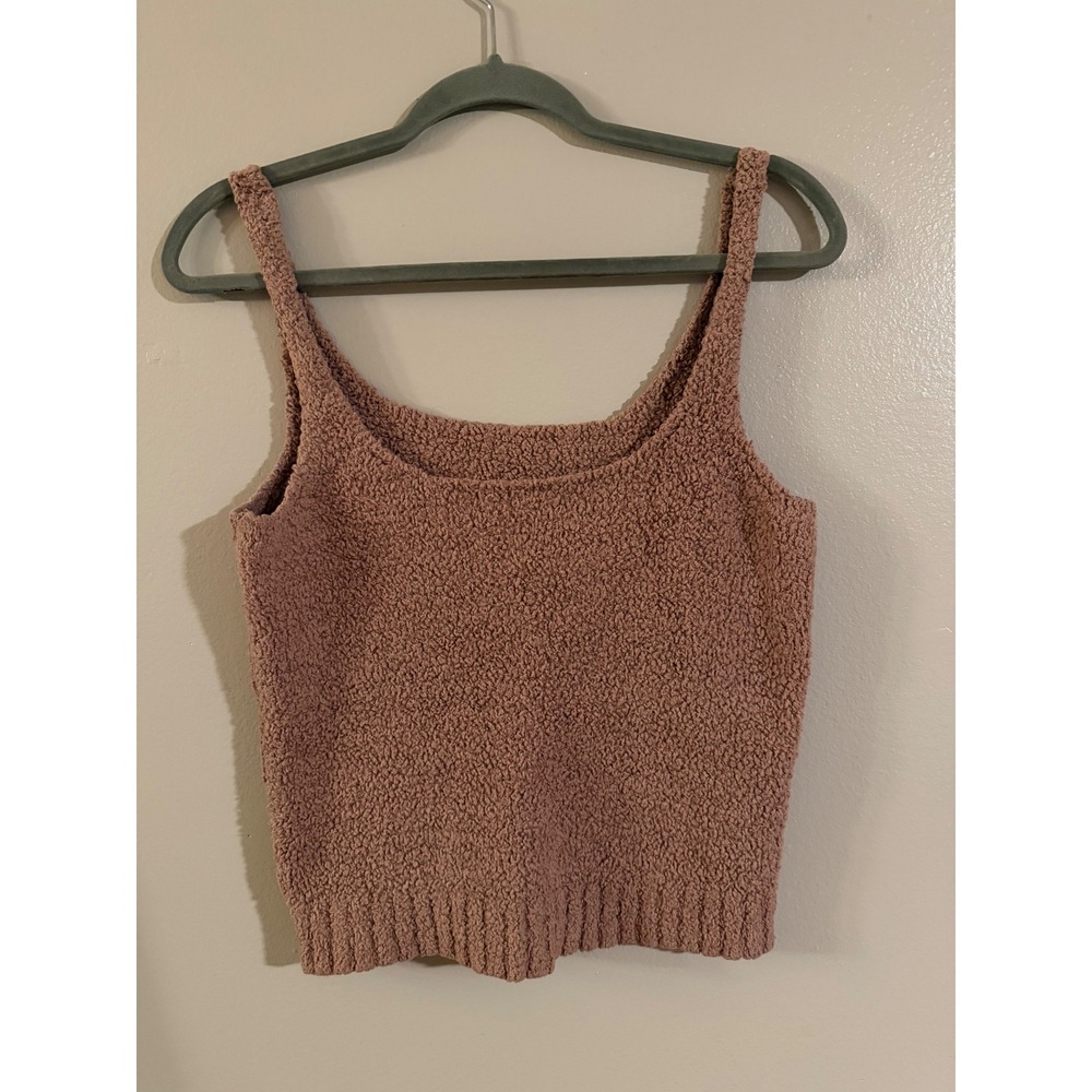 SKIMS Bouclé Popcorn Knit Scoop Neck Tank Top L/XL Mauve Cozy Loungewear